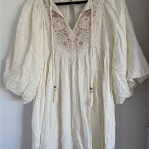 Embroidered Cream Women's Dress